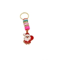 Christmas Santa keychain with colorful clay beads and sparkling crystal rhinestone rings - Red Santa Claus F1404