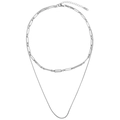 Collana a doppio strato in argento con catena a graffetta e serpente e chiusura a moschettone - C3009-55CM+5CM / Argento
