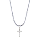 Iced out kruis hanger ketting met fonkelende tennis ketting in zilveren finish - 50cm