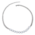 Leuchtende Perlen-Halskette für Damen und Herren mit verstellbarer silberner Metallkette - Silberner Spleißstil (E2005-45CM+5CM)