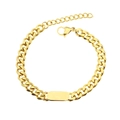 Bracciale a catena cubana dorata minimalista con placca in metallo personalizzabile e chiusura - 16cm+5cm / Bracciale / Oro