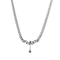 Collier minimaliste en acier argenté à grosse chaîne cubaine avec pendentif haltère - D5005-50CM+5CM / Acier