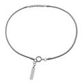 Minimalistische zilveren titanium stalen slangenketting met vierkante hanger en veerring - C4014-48CM+3CM
