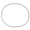 Neutral high-street silver box chain necklace with rectangle links and lobster clasp - A5010-60cm