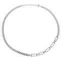 Unisex hip-hop zilveren titanium stalen Cubaanse ketting met asymmetrische schakels - 50cm Met 5cm Verlengketting (D6013)
