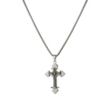 Collier avec pendentif croix gothique en acier titane argenté au design étagé - 60CM / Argent (B1002)