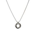 Detail of silver triple interlocking ring pendant with small crystals on a fine chain - Black (D6009) 60+5cm