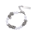 Bracciale unisex minimalista con pietra occhio di gatto e maglie a spina d'argento - Bracciale in metallo con perline (D4003手链)