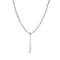 Dettaglio della collana a catena argentata con ciondolo tondo e maglia di estensione - Solo Catena a Croce (Senza Collana di Perle) (E2003)