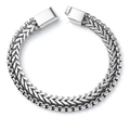 Bracciale a doppia catena in acciaio inossidabile con maglie spiga e veneziane da uomo - Catena di Venezia del grano a doppio strato (E4007) / 21cm