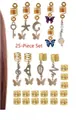 25-piece set of gold hair jewelry rings with star, moon, and heart charms for braids - Gold (Style 15)