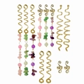Golden spiral hair coils with colorful stone pendants and snake charms for braids - Gold (Style 19)