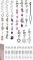 Ethnic style dreadlock hair jewelry set with silver metal spirals and natural quartz pendants - Silver (Style 20)