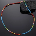 Macro detail of colorful cylindrical beads and golden metallic clasp on bohemian necklace - Small (50cm/3.5mm Bead) / D7011 Colorful Candy Color Small Necklace