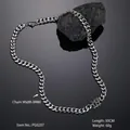 Detail of 8mm wide stainless steel Cuban chain necklace on black volcanic stone - Gothic Letter S Clasp Cuban Chain (PG0207)
