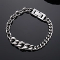 Bracciale da uomo a catena cubana in acciaio al titanio argento con chiusura rettangolare - 17cm / Bracciale Catena Cubana Giuntata (C4001-BG187)
