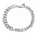 Bracciale hip-hop da uomo in acciaio al titanio con catena cubana e maglie a O mix - Bracciale Giuntato a Tre Sezioni con Ciondolo a Sfera (D2014-BG172B) / Regolabile