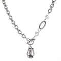 Irregular pearl splice necklace with lava pendant and OT clasp for men and women - Irregular Lava Pendant Artificial Pearl Style (H6003-55CM)