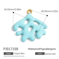 Light blue enamel starfish pendant in stainless steel, waterproof and hypoallergenic style - Light Blue Irregular Fluid Charm (PJ91719B)