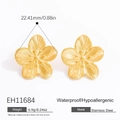 Goldene Blumenohrringe aus Edelstahl, wasserfest und hypoallergen für empfindliche Haut - Goldener Blumenstil (EH11684) / 18k Gold