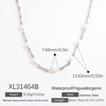 Wasserfeste 18K Gold-Edelstahlkette mit Süßwasserperlen und 5 cm langer Verlängerung - Halskette-Silber (XL31464B) / 40+5cm