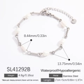 Armband mit Barock-Süßwasserperlen und gedrehten Gliedern aus Edelstahl - Armband-Silber (SL41292B) / 17+5cm