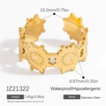 Adjustable stainless steel gold sunflower ring featuring a waterproof and non-tarnish finish - Sunflower/Daisy Style (JZ21322) / Gold