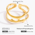 Minimalist double-layered irregular gold ring in high-quality stainless steel - Fluid Wave Style (JZ21011)