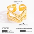 Irregular wave design open ring in 18K gold plated stainless steel with 9.49mm width - Wavy Cut-out Style (JZ21020)