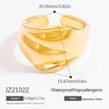 Anello aperto moderno a onde in acciaio inossidabile placcato oro 18 carati - Stile Semplificato Ondulato (JZ21022)