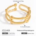 Vergoldeter Edelstahlring mit Kettenstruktur, wasserfest und allergikerfreundlich - Hohl Offener Ring (JZ21469)