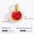 Ciondolo pietra portafortuna rossa 6mm in acciaio inossidabile dorato lucido - Rosso (PJ91627A)