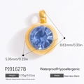 Pendaglio in acciaio inossidabile dorato con pietra portafortuna blu da 6 mm e cristallo - Blu (PJ91627B)
