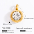Pendente con pietra portafortuna 6mm in acciaio dorato e cristallo da 5,95mm - Bianco (PJ91627C)