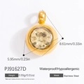 Pendente minimalista da 6 mm in acciaio inossidabile dorato con pietra portafortuna - Transparent (PJ91627D)