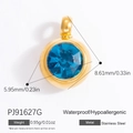 Pendentif de 6mm en acier inoxydable doré avec pierre de naissance en cristal aigue-marine - Bleu Aqua (PJ91627G)