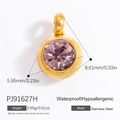 Pendentif pierre de naissance 6mm violet clair en acier inoxydable doré - Violet Clair (PJ91627H)