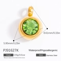 Pendentif pierre de naissance verte 6mm en acier inoxydable doré avec cristal rond poli - Vert Émeraude (PJ91627K)