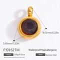 Pendentif pierre de naissance 6mm en acier inoxydable doré avec cristal rouge - Rouge Foncé (PJ91627M)