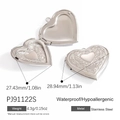 Silver stainless steel heart locket pendant with floral scroll engraving for DIY necklace - Vintage Floral Silver Style (PJ91122S)