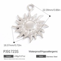 Polished silver stainless steel sun pendant with a waterproof and hypoallergenic finish - Radiant Sun Style (PJ9723S)