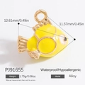 Ciondolo a forma di pesce in smalto giallo per collane e bracciali fai-da-te in lega - Ciondolo a Forma di Pesce Giallo (PJ91655)