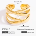 Goldener mehrlagiger Edelstahlring mit wasserfestem und offenem Design im INS-Stil - Mehrschichtiger Kreuz-Stil (JZ21012)