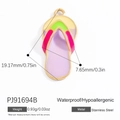 Colorful enamel flip flop pendant in gold stainless steel for DIY jewelry making - Purple Yellow Flip Flop Style (PJ91694B)
