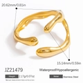 Minimalistischer goldener unregelmäßiger Wellenring aus Edelstahl mit glattem Design - Unregelmäßiger Wellenstil (JZ21479)