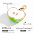 Mini pendentif pomme en émail vert et alliage doré pour colliers personnalisés - Forme de Pomme Verte Tranchée (PJ91643B)
