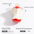Mini ciondolo a forma di torsolo di mela in smalto rosso e crema in metallo legato - Ciondolo a Forma di Torsolo di Mela Rosso (PJ91670B)