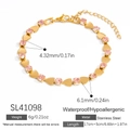 Bracelet cristal cœur rose en acier inoxydable plaqué or 18 carats avec fermoir - Style de Pièce de Cœur Zirconium Rose (SL41098)