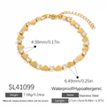 Bracelet en acier inoxydable plaqué or 18 carats avec cœurs et zircons scintillants - Style de Pièce de Cœur Zirconium Clair (SL41099)