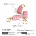 Pink stone cylinder bead pendant with stainless steel ring for DIY jewelry making - Pink Stone Pendant Only (Without Chain) (3 Pieces/Pack) (PJ91787B)